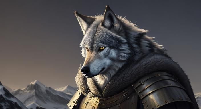 Medieval Wolf Knight in Holy Aura