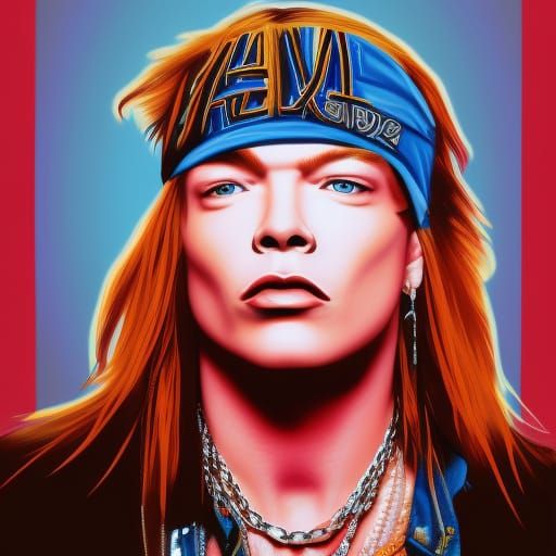 Axl Rose Portrait in Hyperrealistic Splash Art