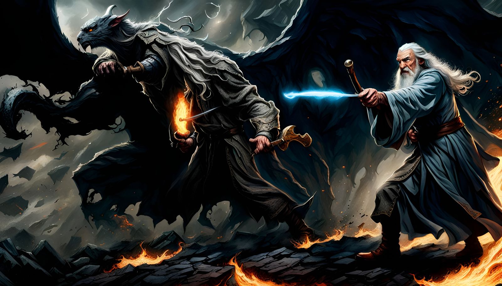 Epic Wizard Battle Against Fiery Demon