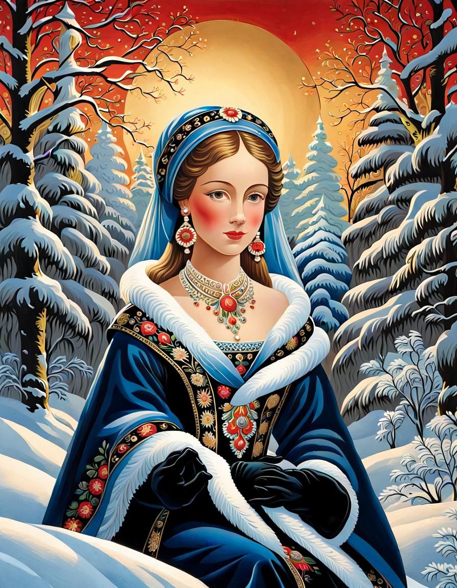 Cute Young Snow Maiden, Decorative Masterpiece