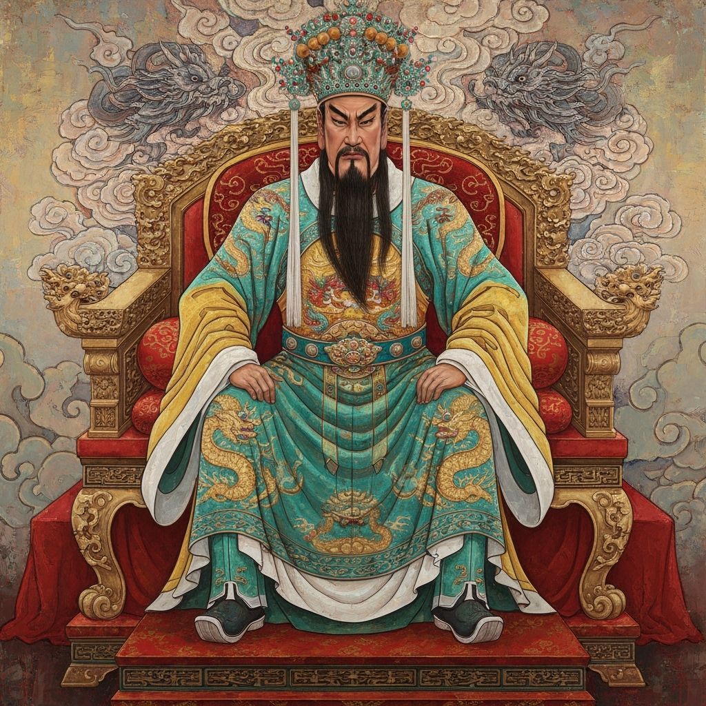 Emperor on Ornate Throne in Chinese Imperial Style
