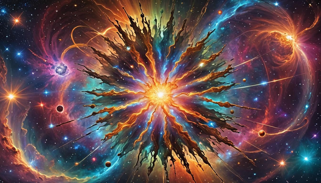 Vivid Star Cluster in Astrosphere, Digital Bio Art