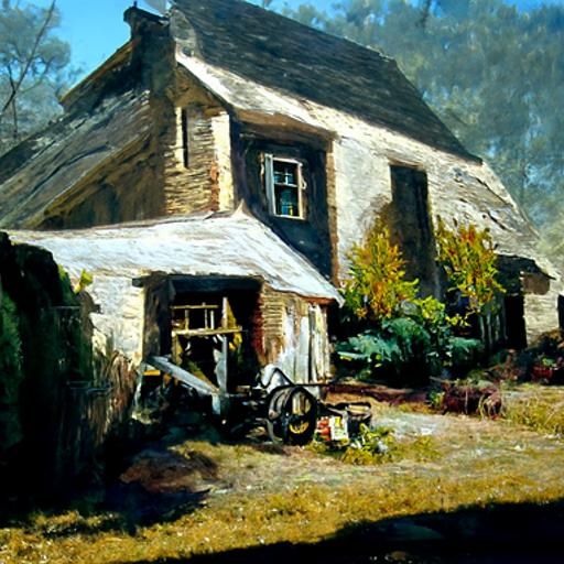 Farmhouse Oil Painting in Gurney Style