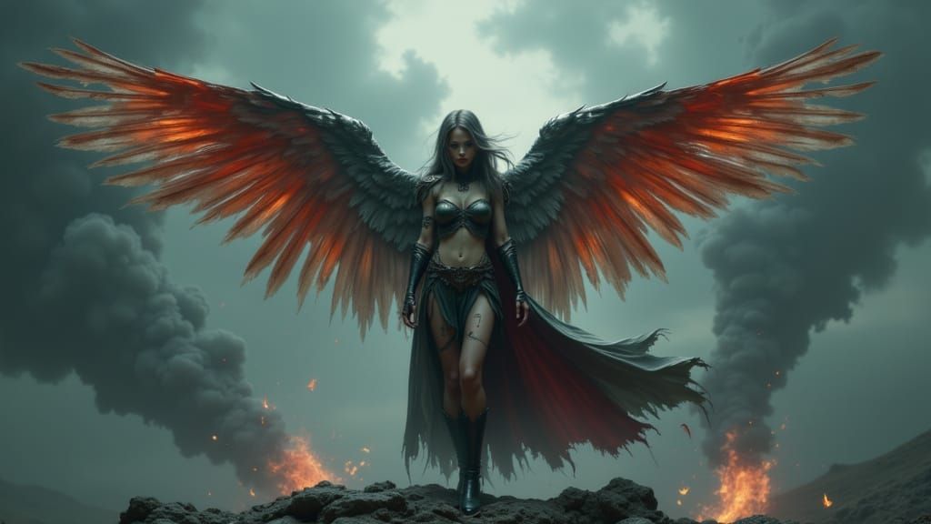 Dark Angel in Smoldering Ruin