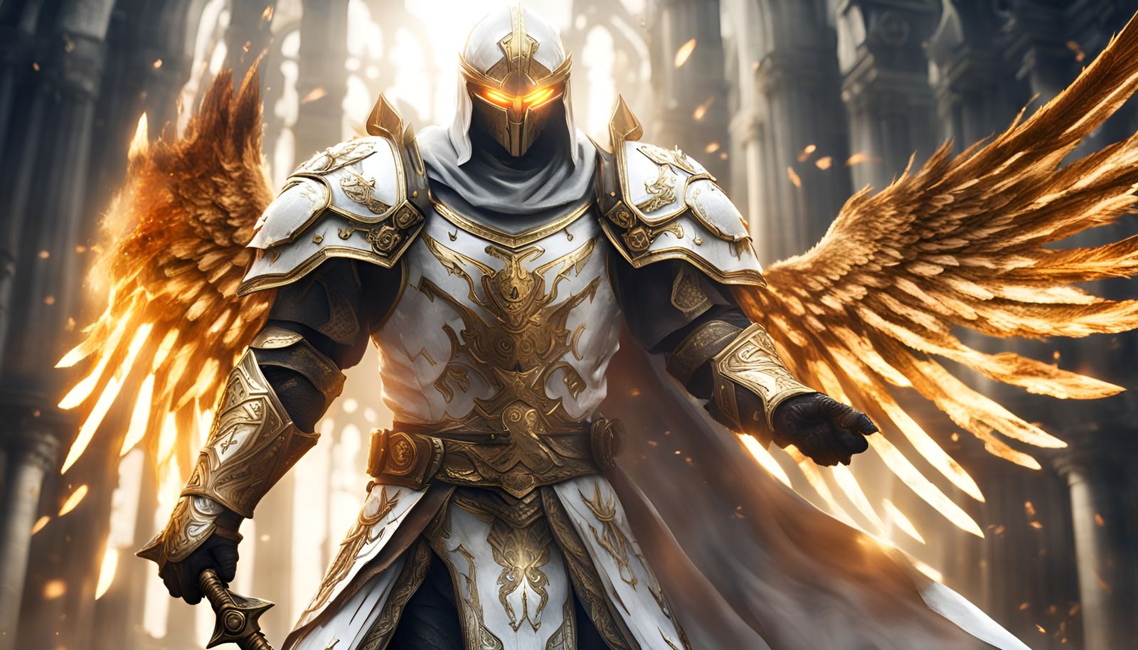 Assassin with Runic Armor and Flaming Wings
