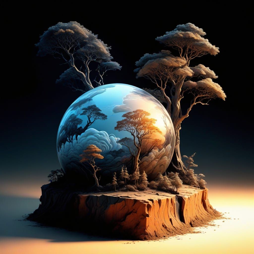 Mystical Landscape in James Jean Style with Intricate Textur...