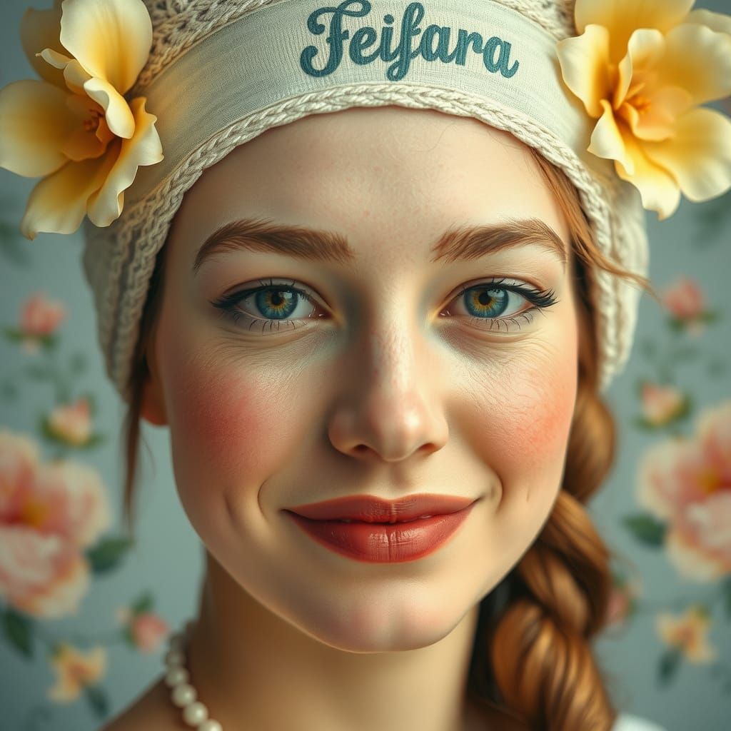 Charming Woman Portrait in Alphonse Mucha Style