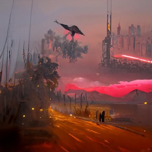 Forest Fire Escape in Cyberpunk Style