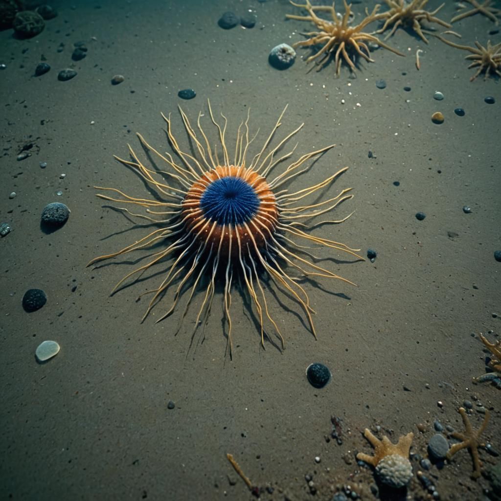 Bioluminescent Sea Urchin in Golden Hour Light