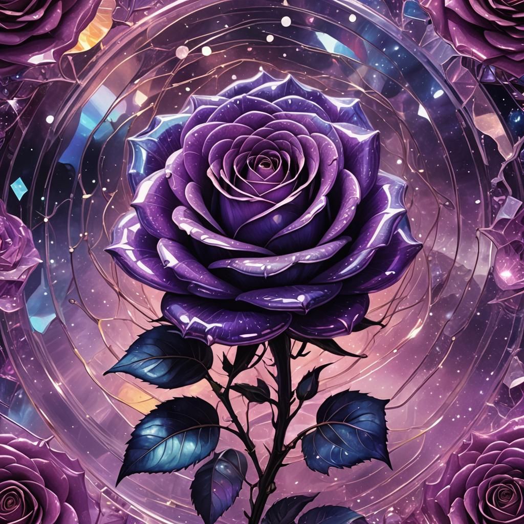 Purple Glass Rose in Astral Style