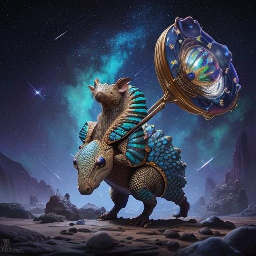 Iridescent Armadillo Concert Under Starry Sky