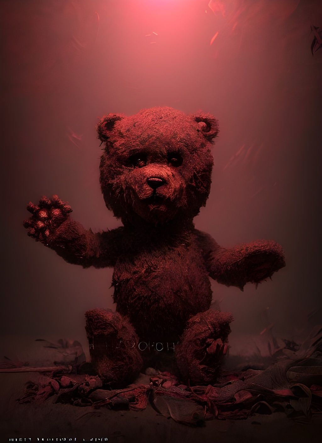 Demon Teddy Bear Nightmare in Dark Horror Style