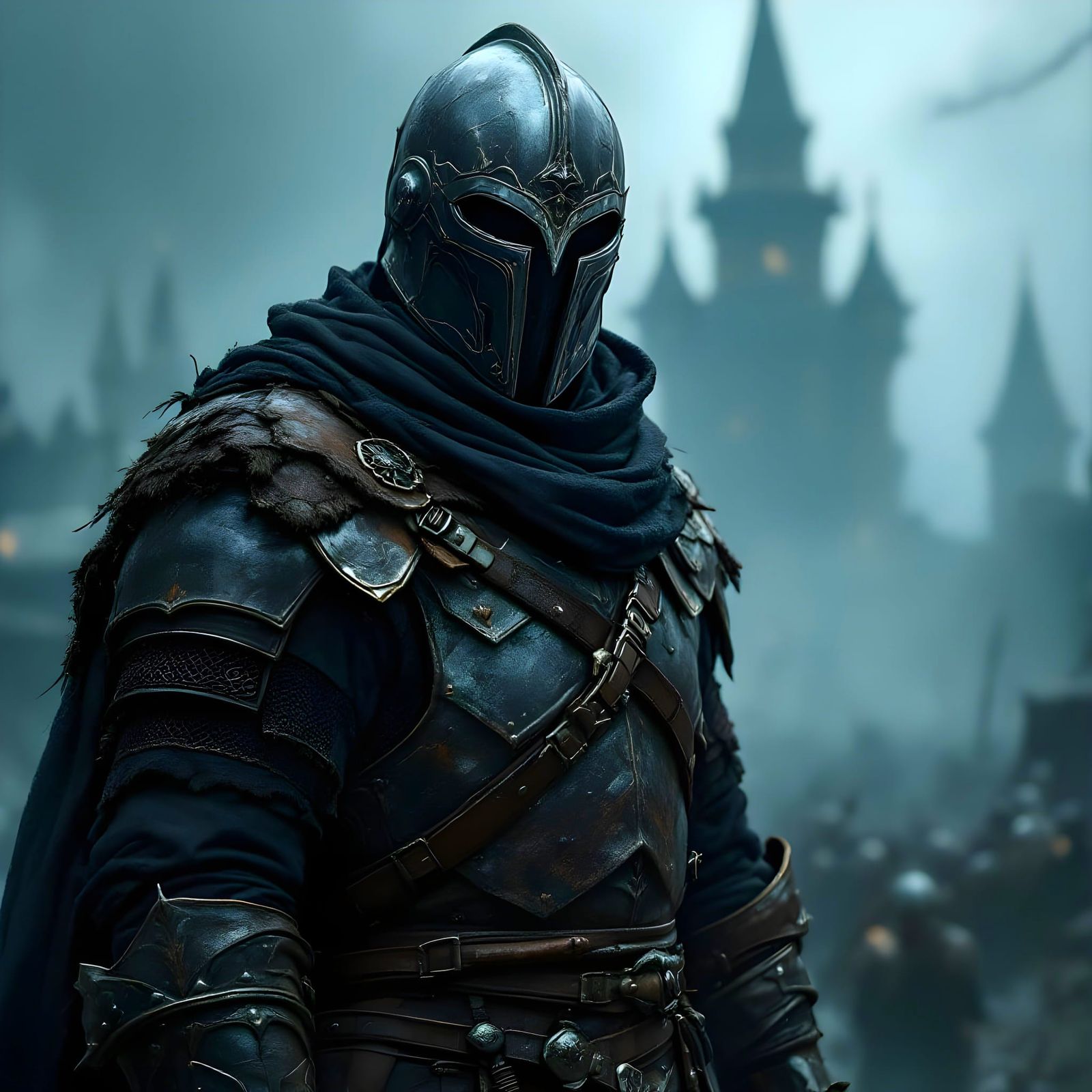 Stoic Medieval Soldier in Dark Fantasy Style