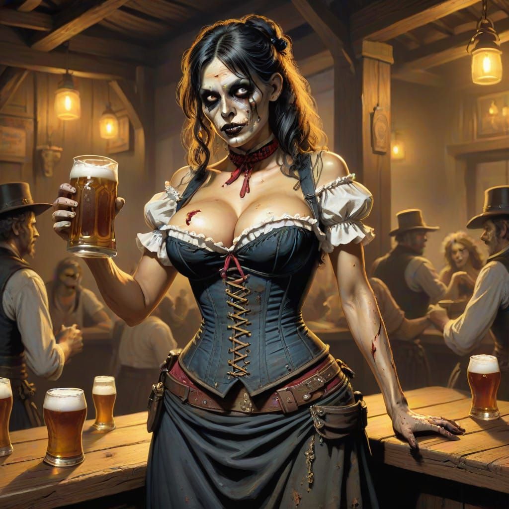 Barmaid of the Damned in a Haunting Old West Scene