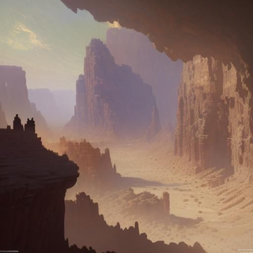 Desert Canyon Impressionism: Cinematic Concept Art