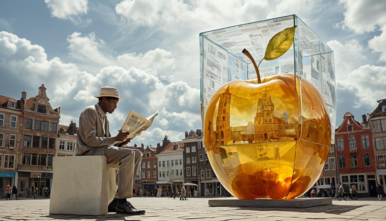 Dreamlike Cityscape with Mysterious Alien