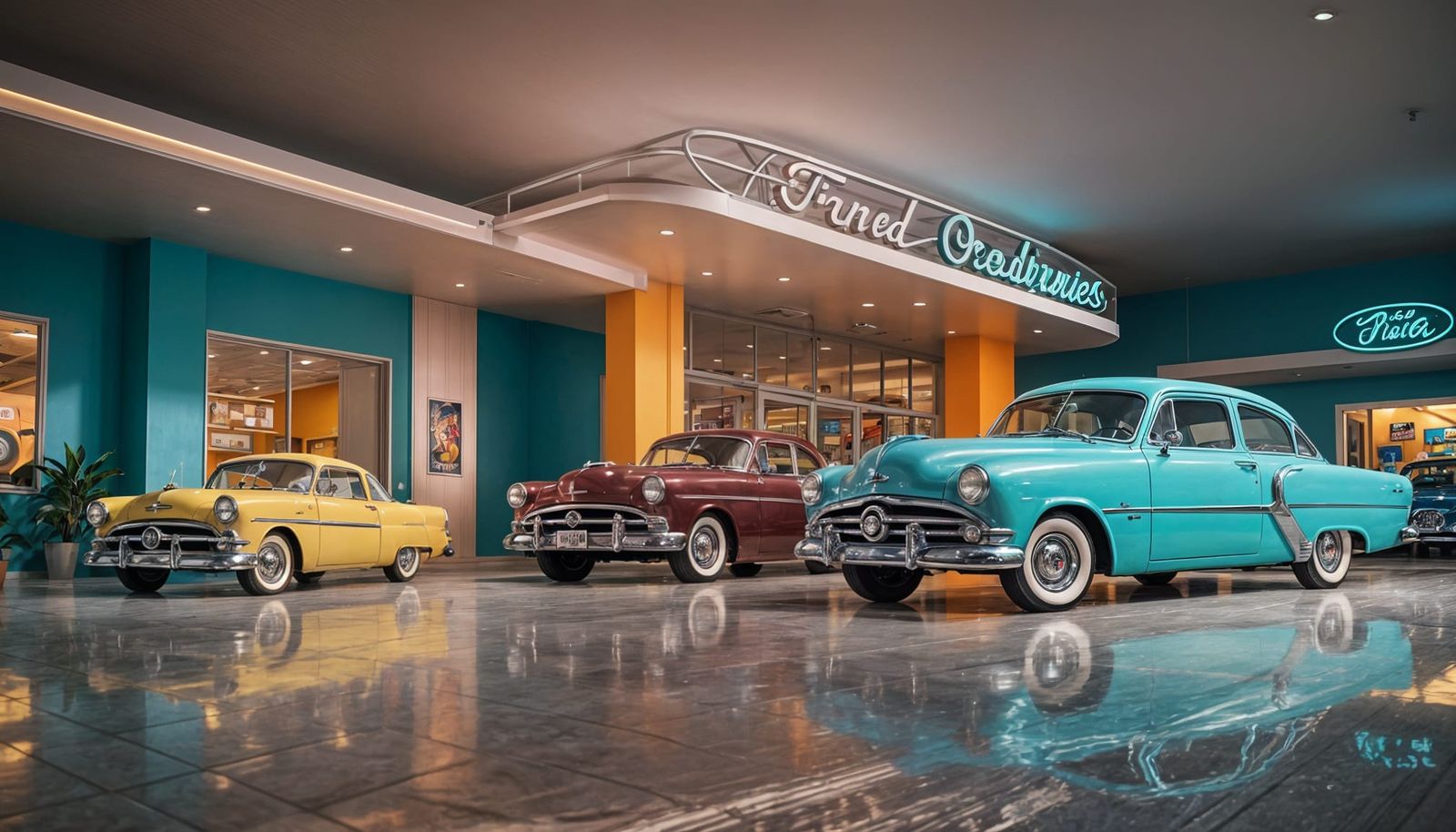 1950s Ford Showroom with Googie Architecture