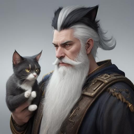 Sailor Grooming Cat in Vintage Matte Painting