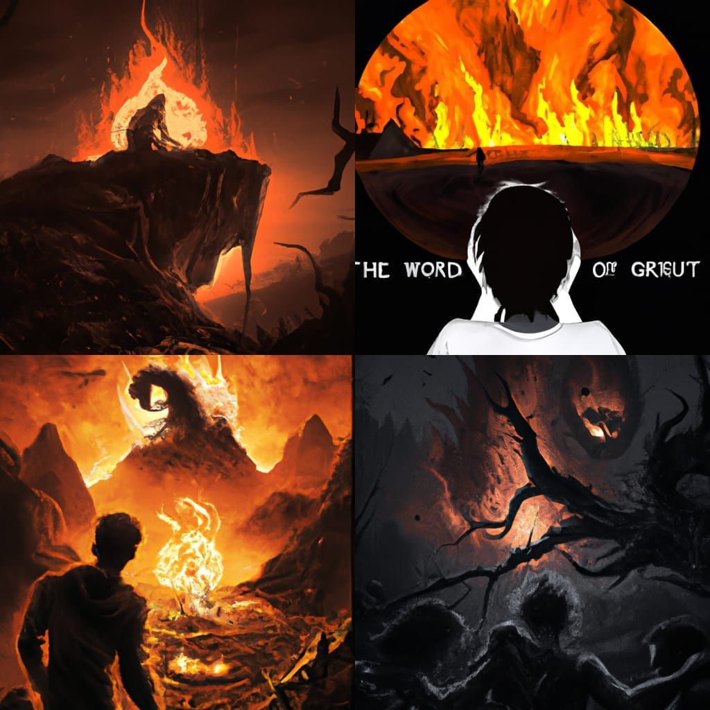 Infernal World Ablaze: A Gothic Horror Illustration