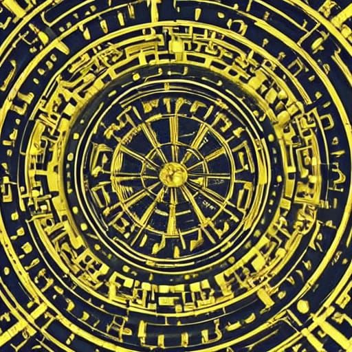 Golden Ship Wheel Sculpture on Black