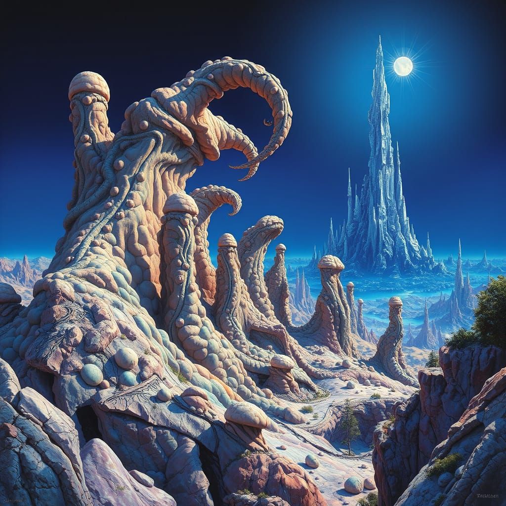 Surreal Landscape in Vibrant, Iridescent Colors, Inspired by...