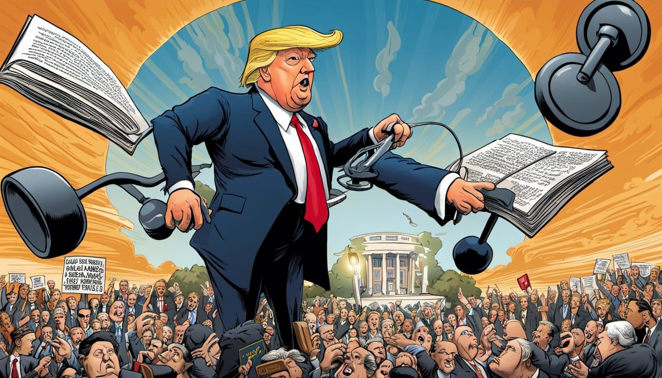 Satirical Cartoon of Ex-President's Legal Turmoil