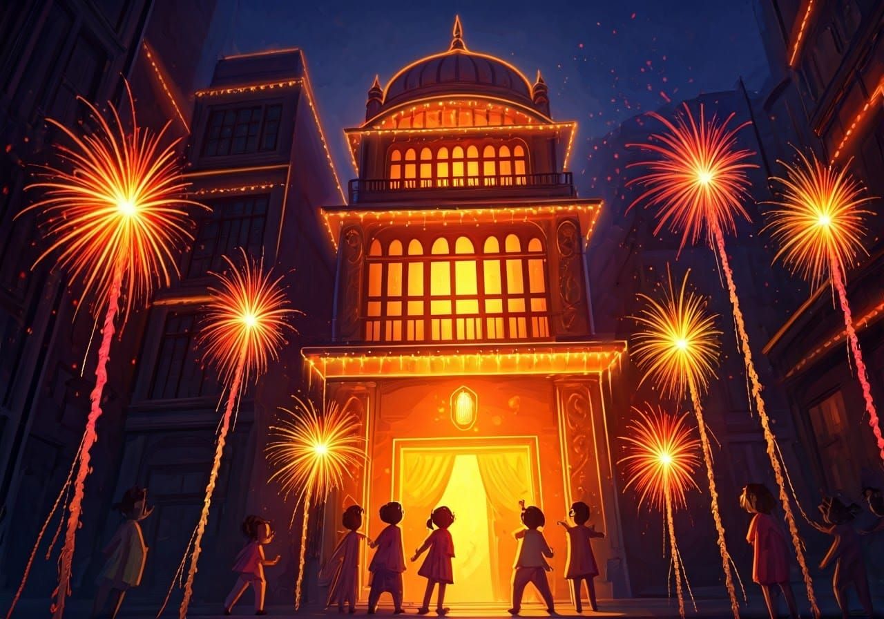 Diwali Celebration: Festive Lights and Firecrackers