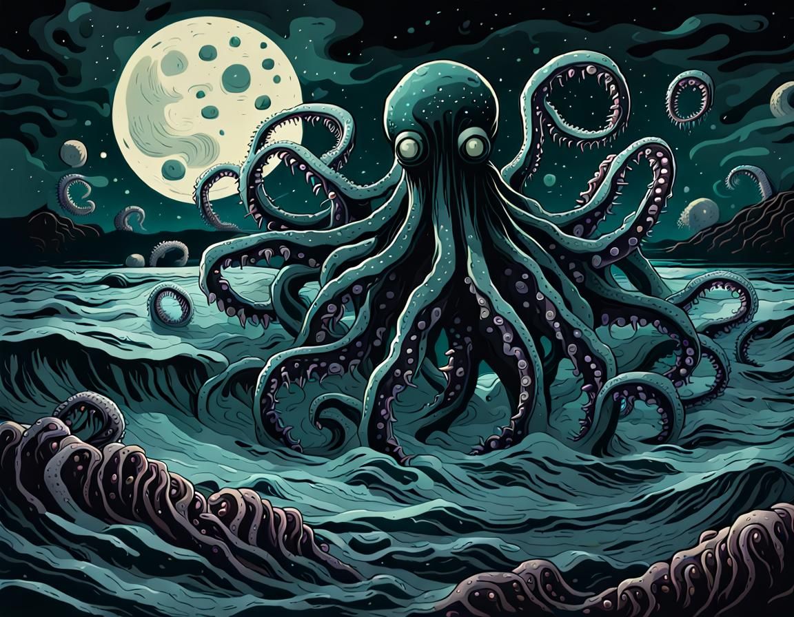 Cosmic Horror Rising from the Dark Ocean