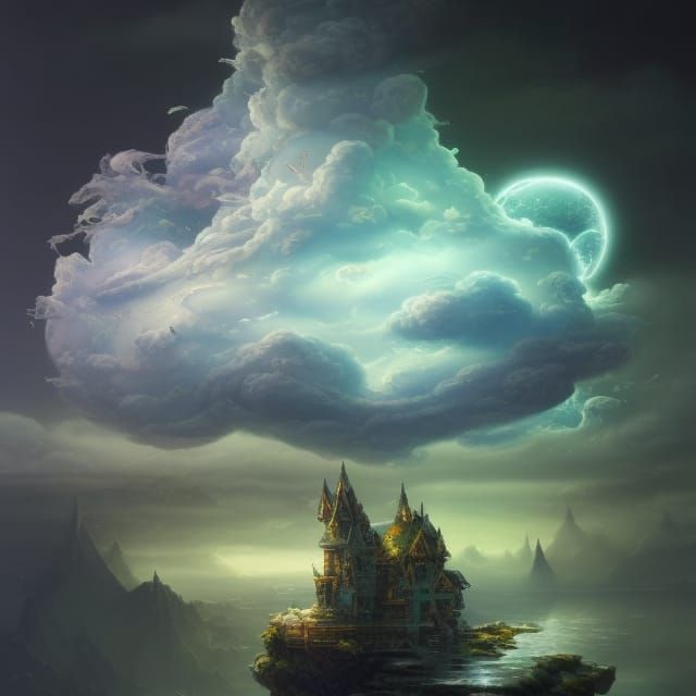 Clockwork Town Inside Bonsai Tree: Fantasy Digital Art