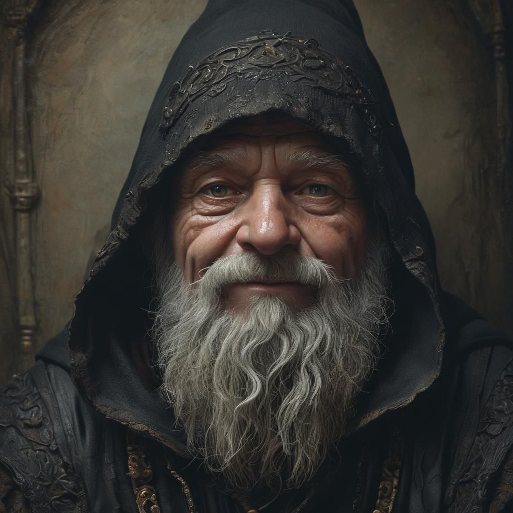 Gnome Cleric Portrait in Doré-Bosch Style