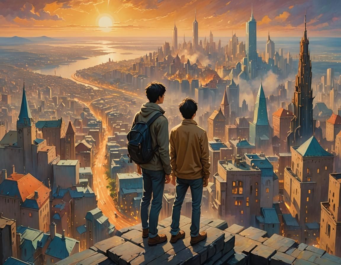 Fantasy Cityscape in Impressionistic Style