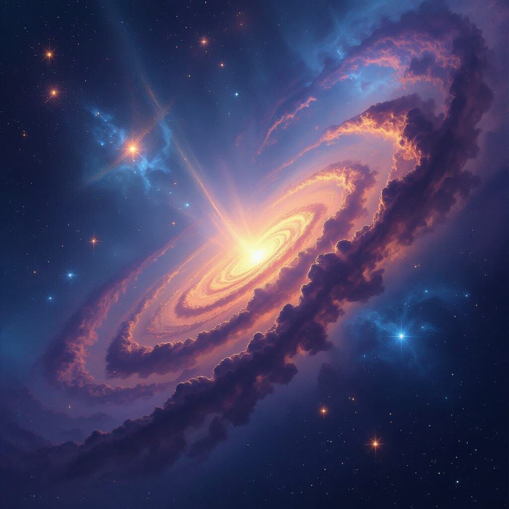 Cosmic Tapestry: Swirling Galaxies and Distant Stars