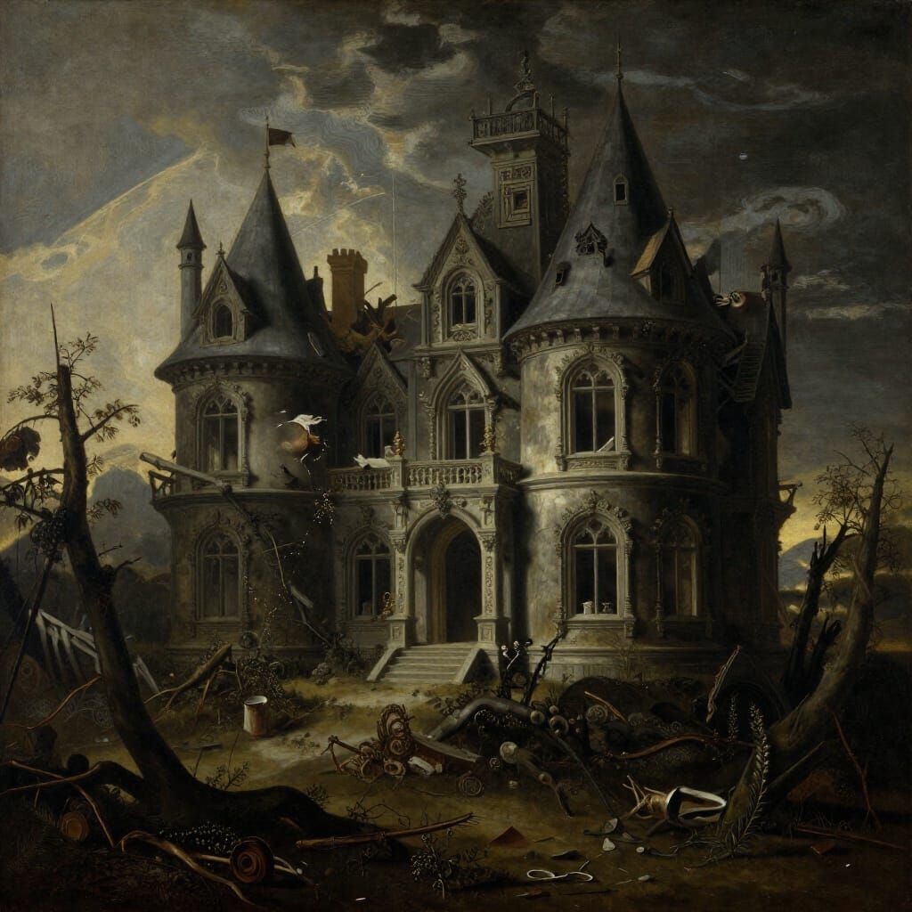 Gothic Fairy Mansion Ruins in Claude Lorrain Style