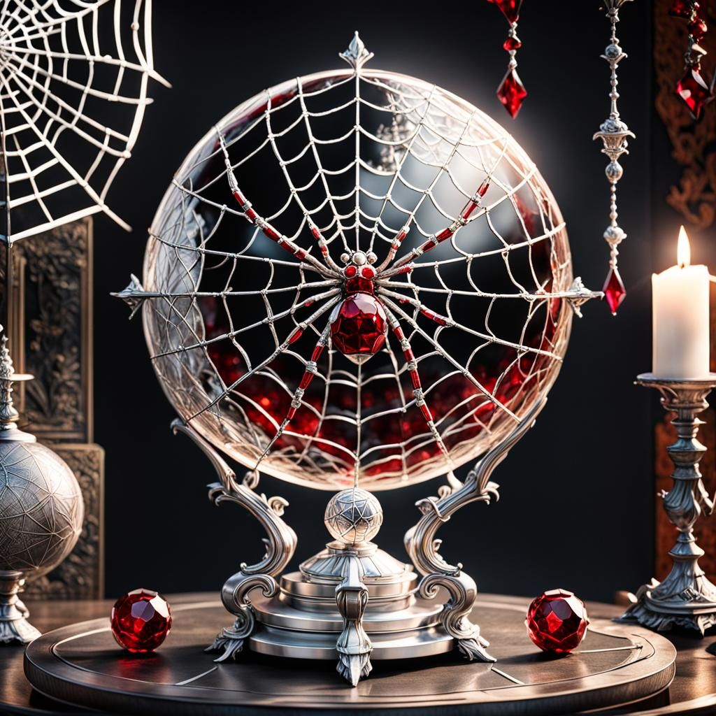 Silver Spiderweb Globe Fantasy Art