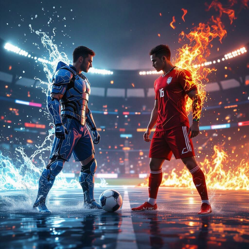 Futuristic Soccer Showdown: Aqua vs Inferno in Dystopian Are...