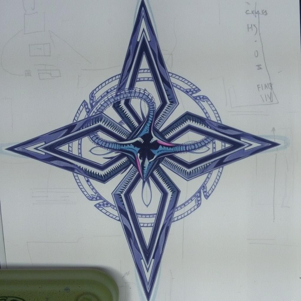 Psychedelic Tribal Landscape with Neon Hues