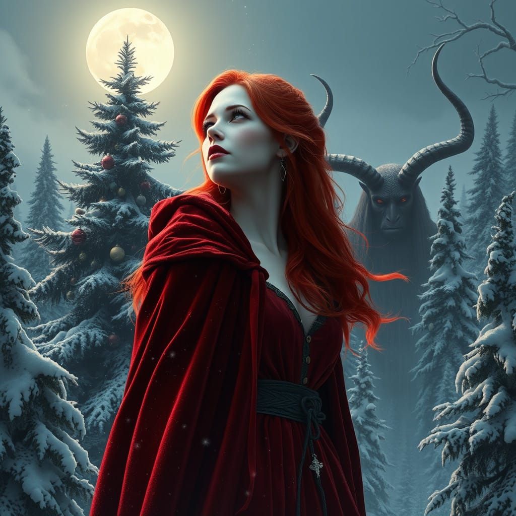 Ethereal Femme Fatale Under Krampus Moon
