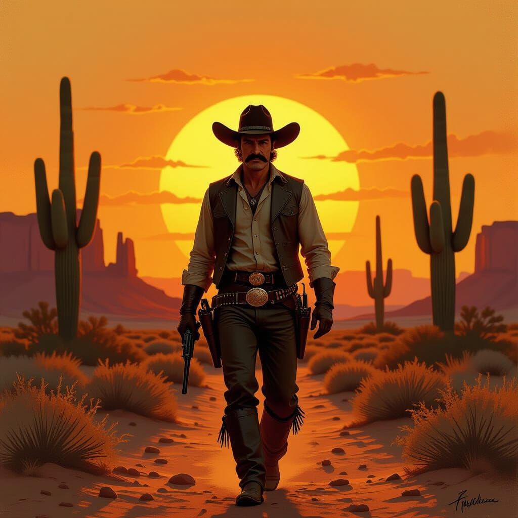 Old West Gunfighter in the Style of Remington