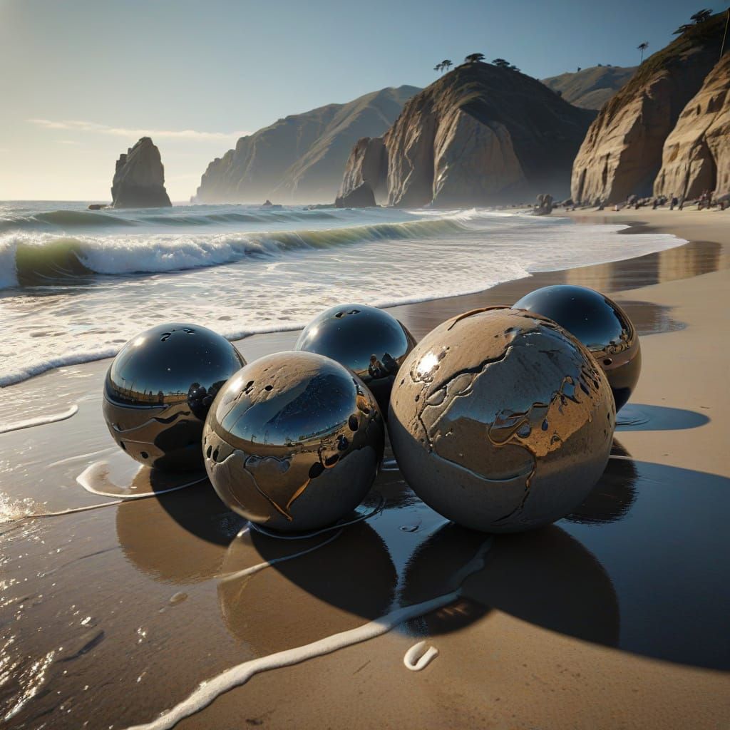 Sandstone Beach Formations Under Dramatic Lighting