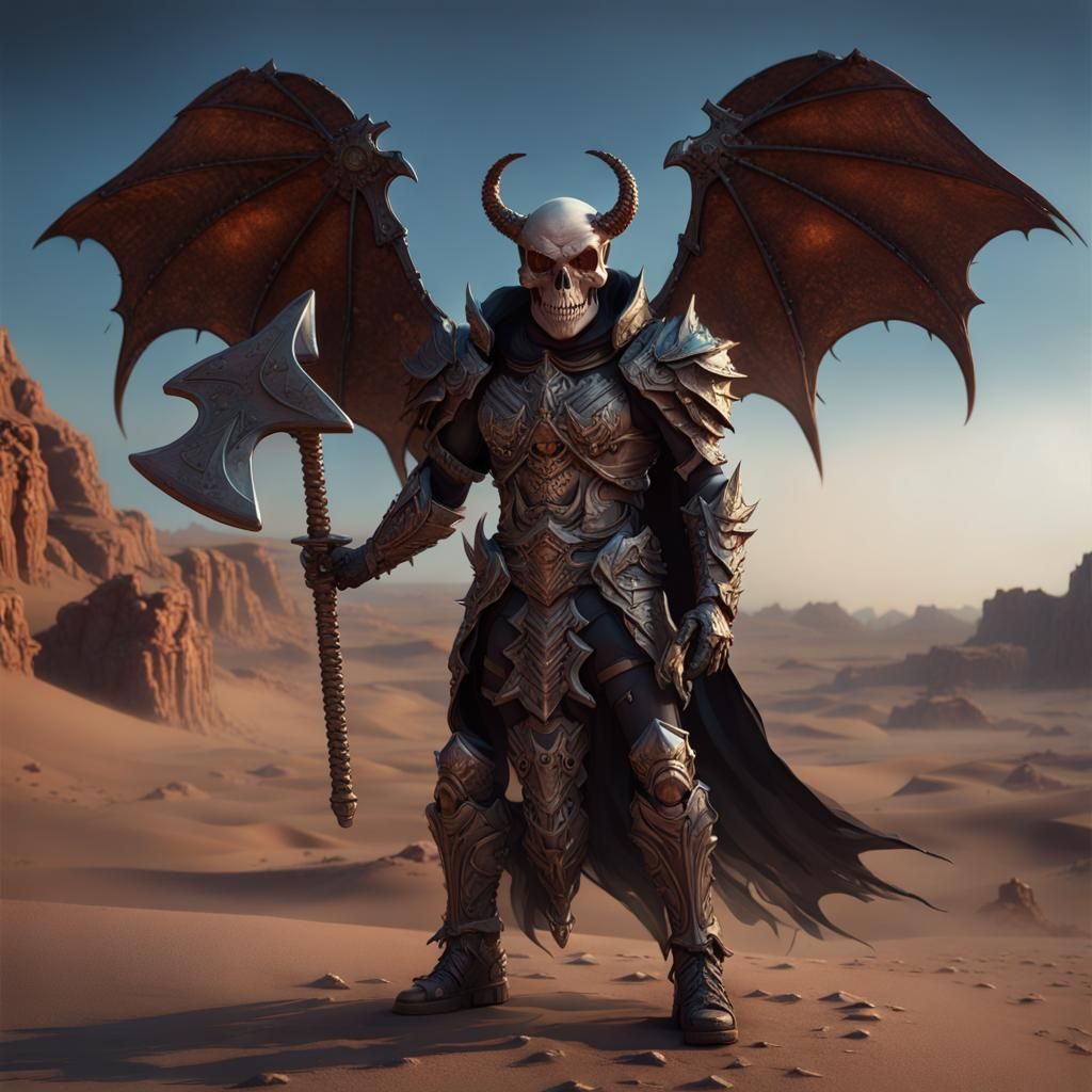 Skull-Faced Demon Executioner in Dark Fantasy Art