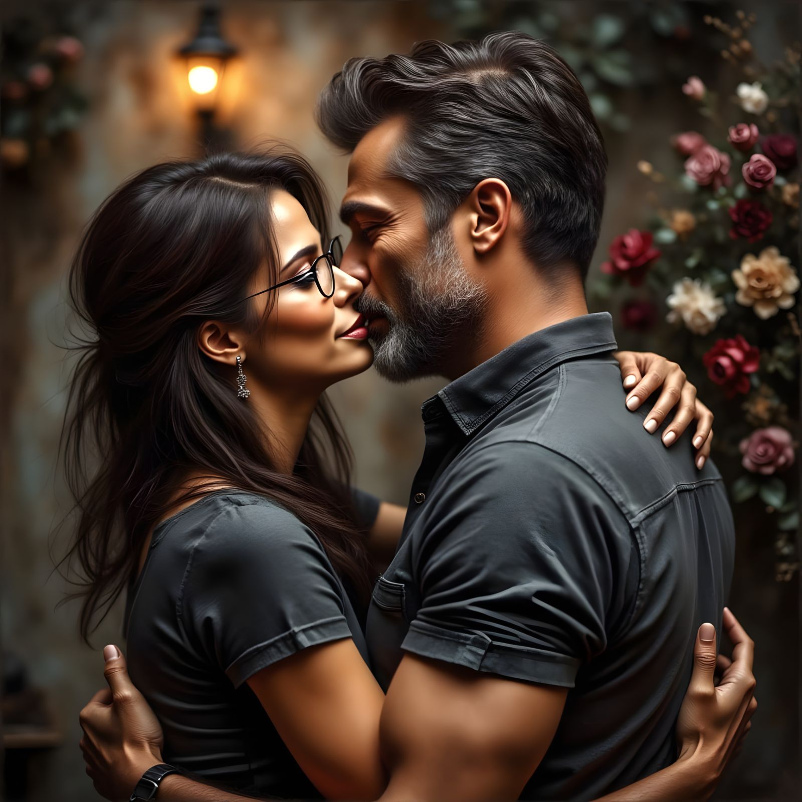 Passionate Kiss: Candid Portrait of a Couple