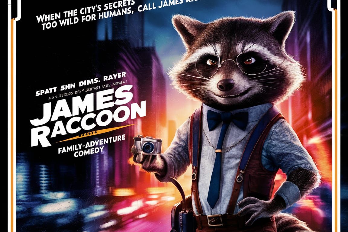James Raccoon: Retro Noir Movie Poster