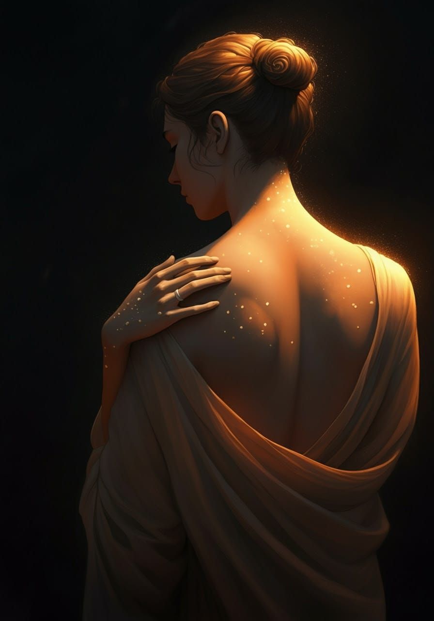 Serene Figure in Golden Aura
