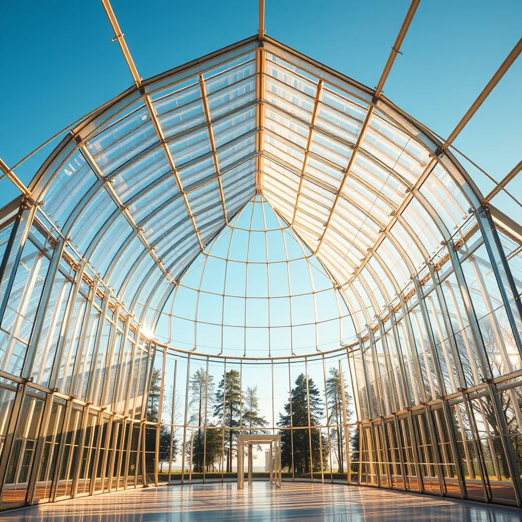 Hyperrealistic Glass and Steel Structures in Soft Daylight