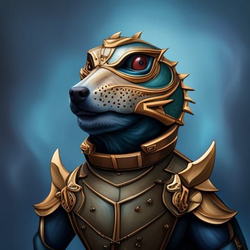 Armored Lizard-Dog Fantasy Creature Portrait