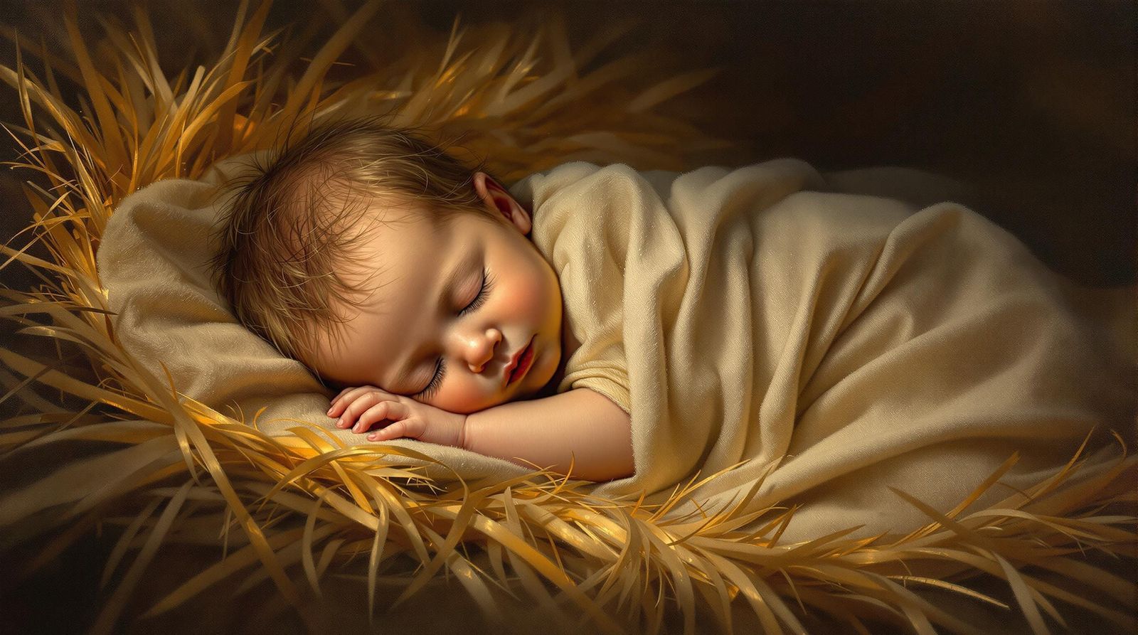 Soothing Portrait of Baby Jesus in Oil Paint