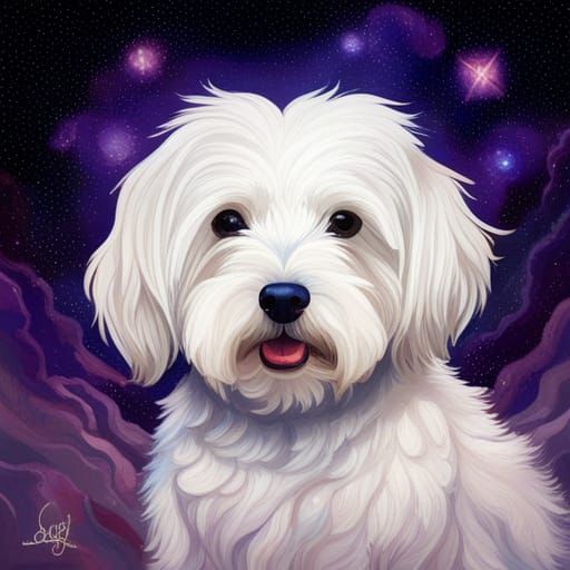 Coton de Tulear Puppy Among the Stars