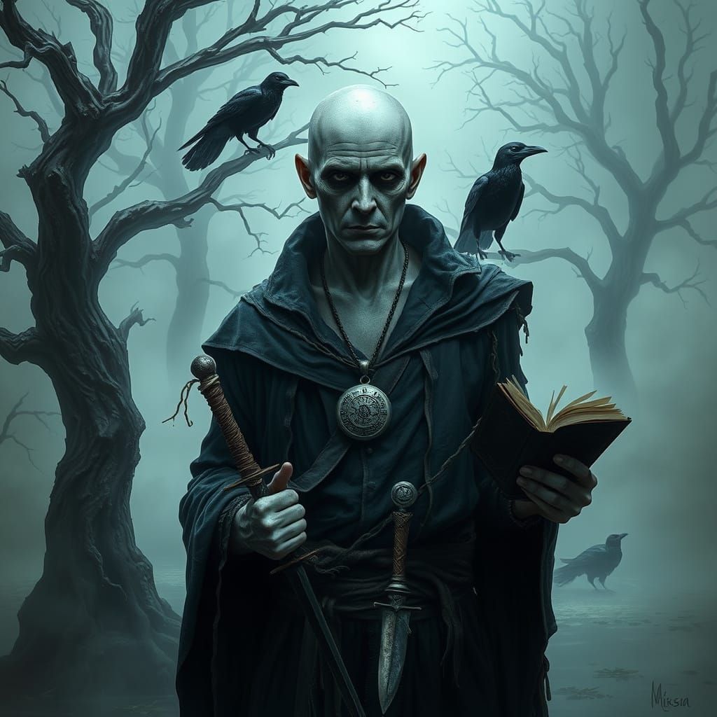 Ethereal Warlock Stands Amidst Mysterious Marsh