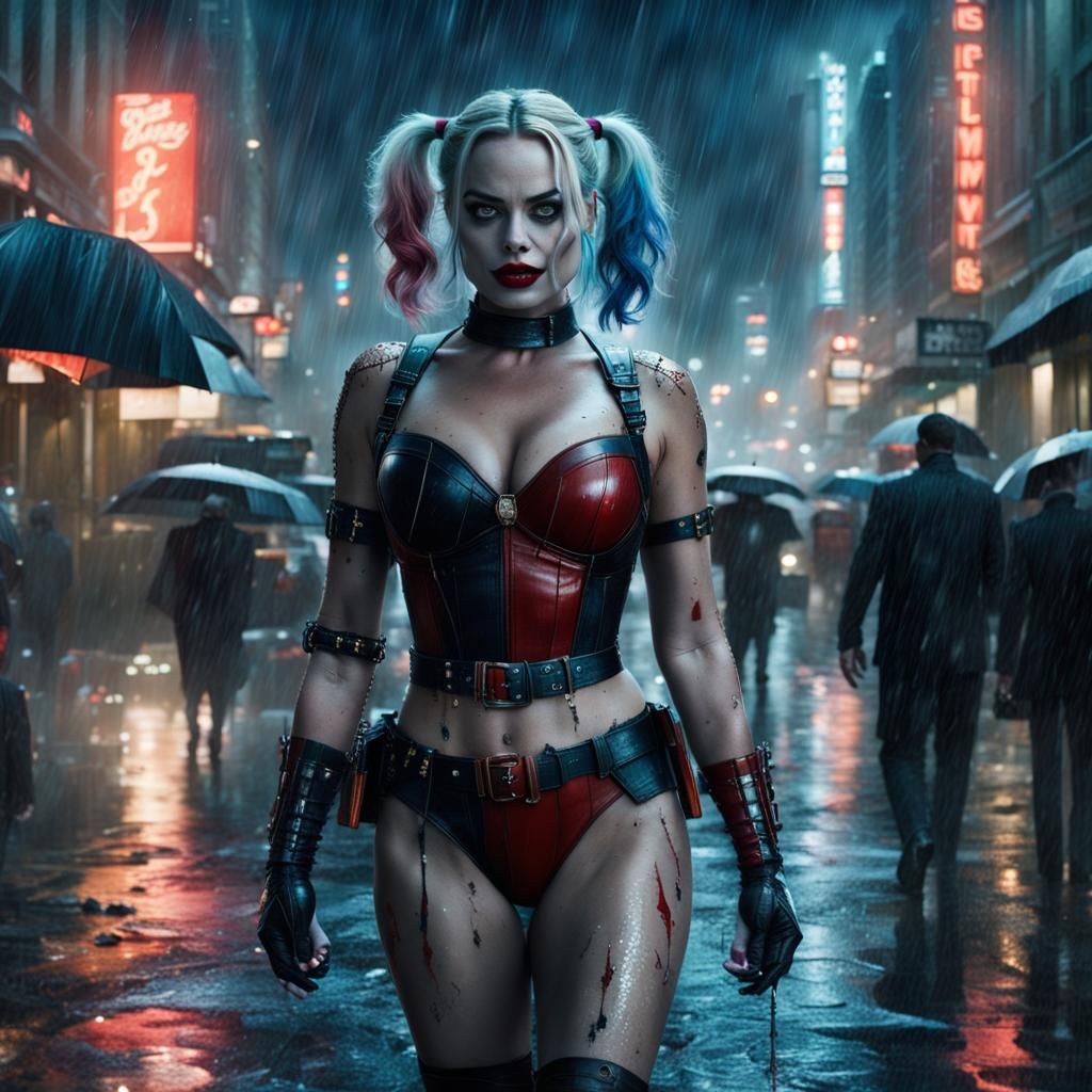 Curvy Woman in City at Night: Digital Matte Painting