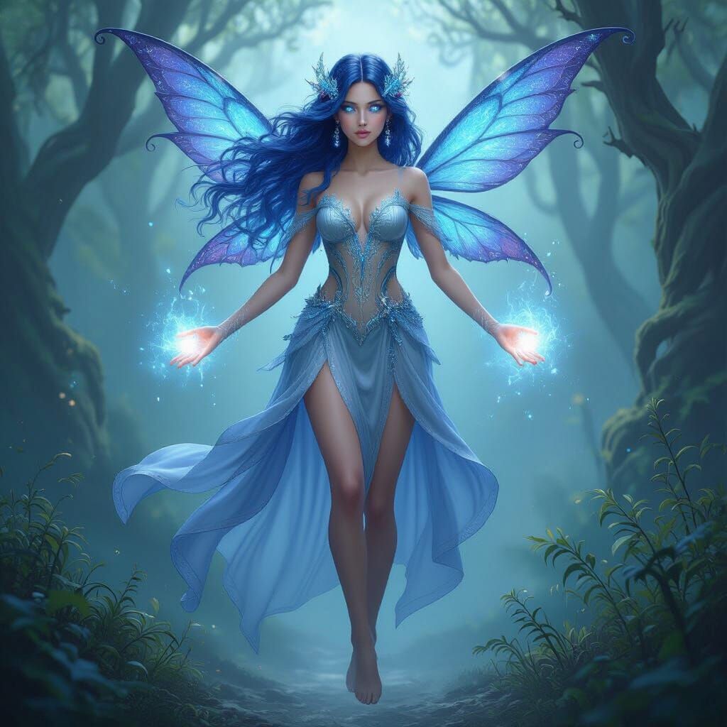 Magical Forest Fairy with Bioluminescent Energy